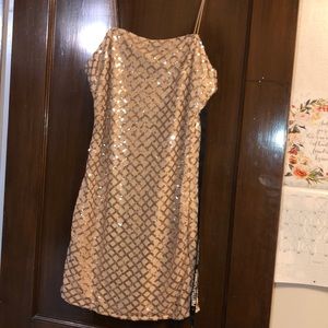 Rose gold dress from pretty little thing!!